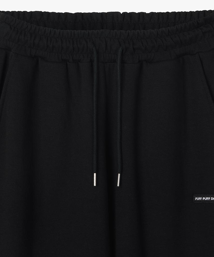 Peopeupeopeudebteu Side Pleats Wide String Sweat Pants Black