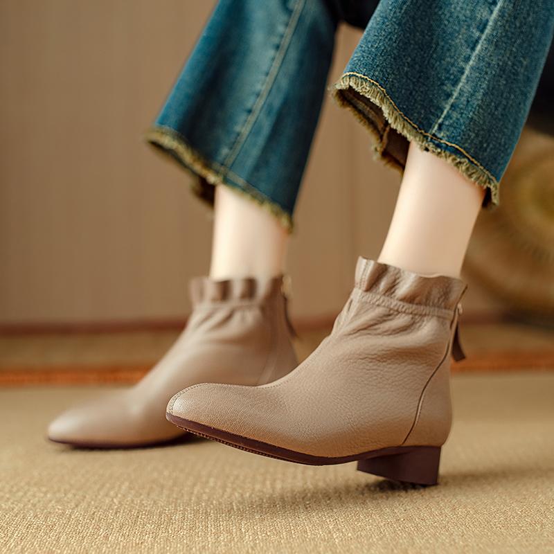 Fashion 2025 New Autumn/Winter Women Boots Round Toe Women Shoes Modern Ankle Boots Ladies Shoes Retro Genuine Leather Chelsea Boots