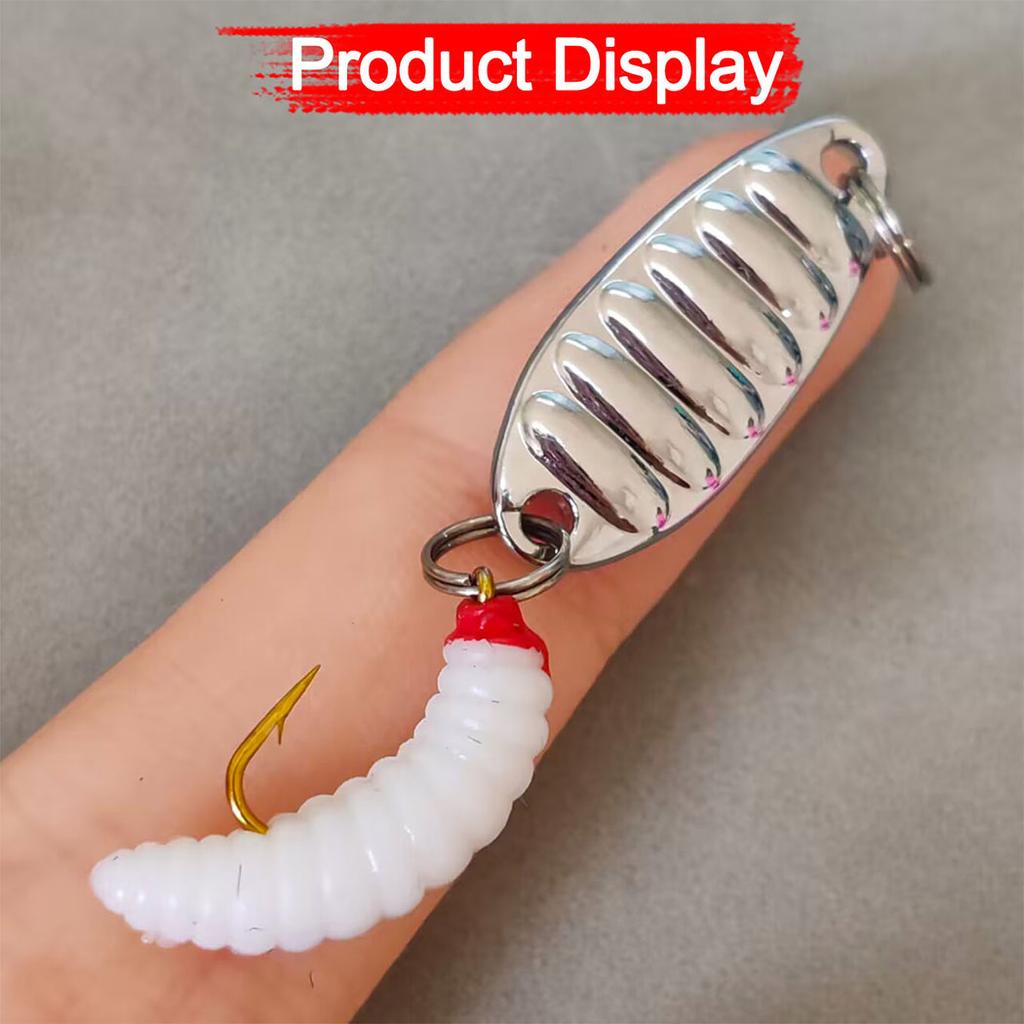 5 Pezzi/Scatola Cucchiaino Rotante in Metallo Esca a Verme Esca Artificiale Rotanti da Pesca per Trota Persico Pesce Gatto Articoli da Pesca Attrezzatura