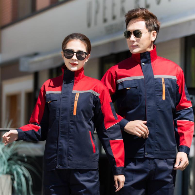 

Мужской комплект рабочей одежды с длинным рукавом из полиэстера и хлопка – Весенне-осенний костюм для защиты труда при сварочных и механических работах L