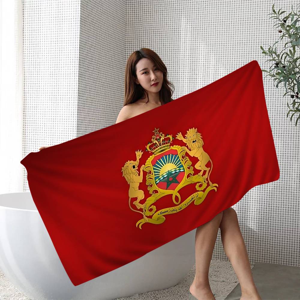 Morocco Map Flag Microfiber Beach Towel Absorbent Quick Dry Soft Yoga Swimming Resort Mountain Climbing Towel