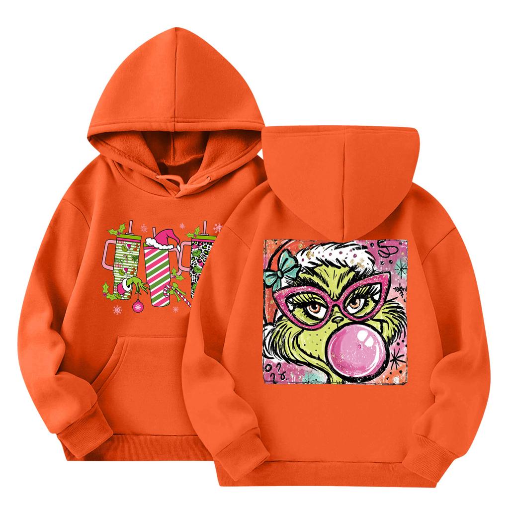 Barne Mote Lett Langermet Genser Med Lommer Trykk Hettegenser