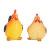 2PCS Easter Chicken Figurines Rooster and Hen Statue Resin Ornaments for Indoor Outdoor Tabletop Decor