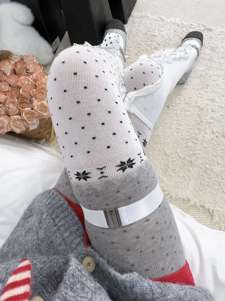 Snowflake Christmas Tights Women Pantyhose 2025 Autumn Winter Polka Dot Patwhwork Leggings for Women Party Pantyhose