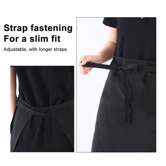 Splash-Proof Half Apron with Side Slits Polyester Cooking Apron Oil And Water-resistant Apron for Restaurant & Kitchen Work