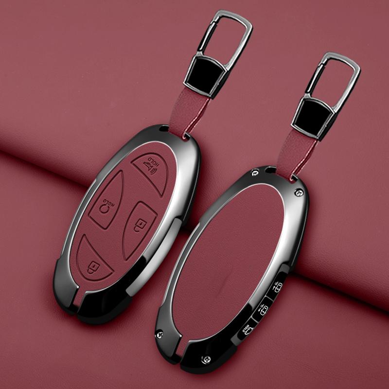 5 7 Button Zinc Alloy Leather Car Key Case For Hyundai Kona Ev Grandeur Gn7 Ioniq 6 Car Key Fob Case Accessories