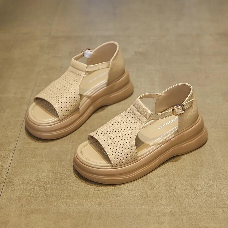 Fashion Summer Platform Women Sandals Designer Hollow Shoes 2025 Fashion Casual Slippers New Buckle Shoes Classic Dress Sandalias Mujer
