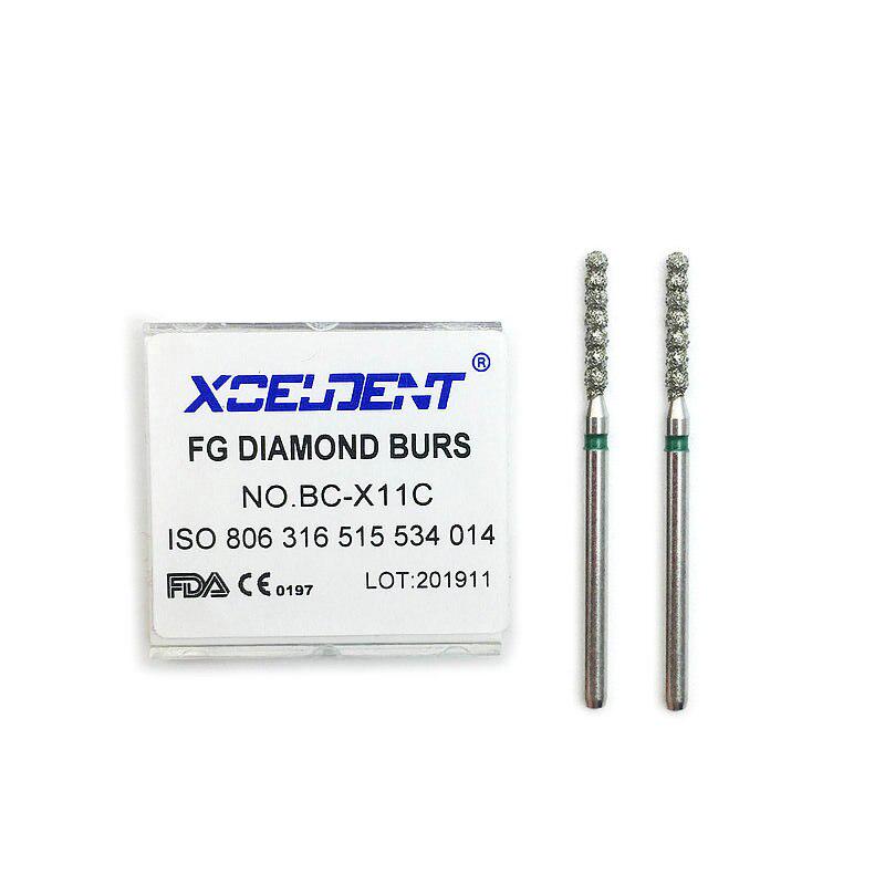 10pcs 1.6mm Dental High Speed Burs High Speed Handpiece Turbine Diamond Burs Polishing Tooth Preparation BC-X11C