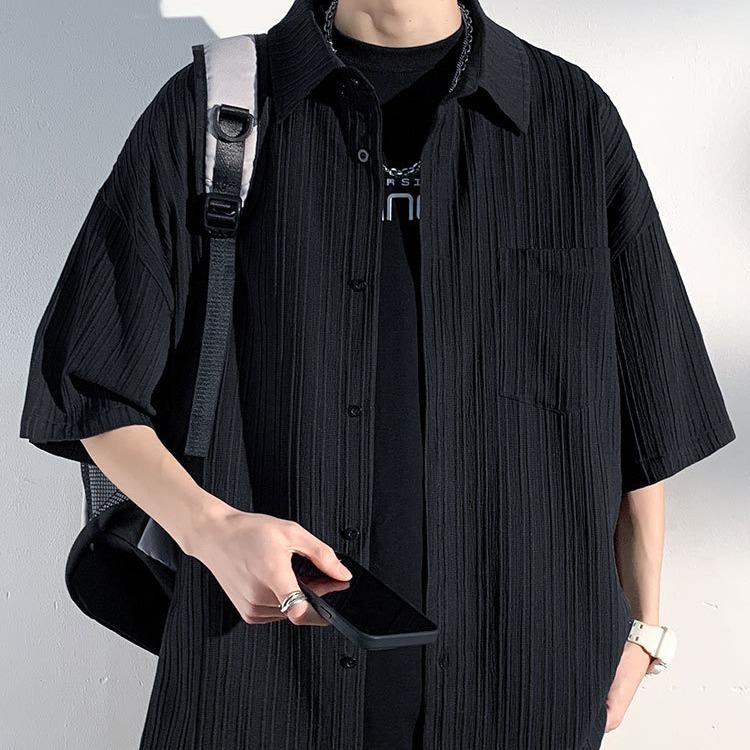 Men's Casual Short Sleeve Ice Silk Shirt - Handsome, Trendy Summer Jacket