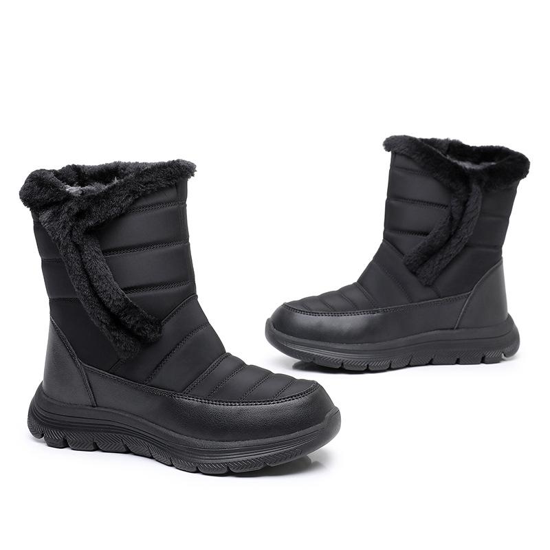 Snow Boots Women's Winter Cotton Shoes Medium Boots Medium Boots Piled Thickened Casual Large Size