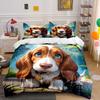 Warm Puppy by Lakeside Pattern Duvet Cover Set Digital Print Colorful Polyester Bedding with Zipper Closur for Kids Gifts