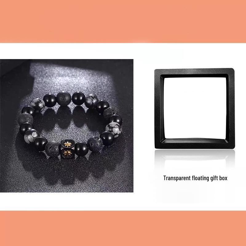 Rogue Handsome Volcanic Obsidian Bracelet: Trendy Adjustable Retro Jewelry for Men & Women.