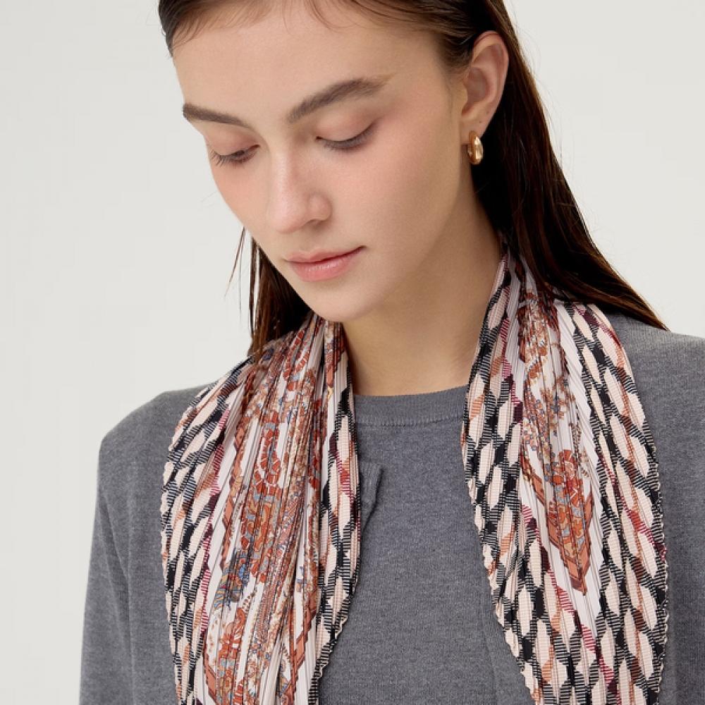 Daks Beige Check Pleats Scarf Dcsc5f411i2 Single option