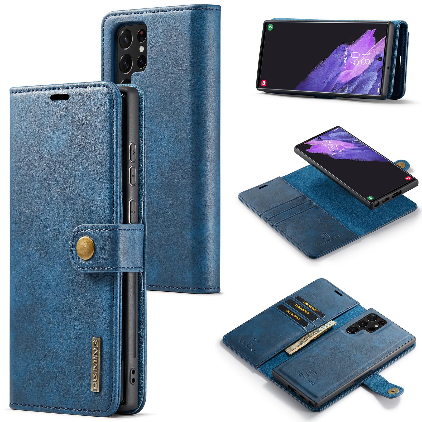 

DG.MING for Samsung Galaxy S25 Ultra Case Detachable Split Leather Phone Cover Blue