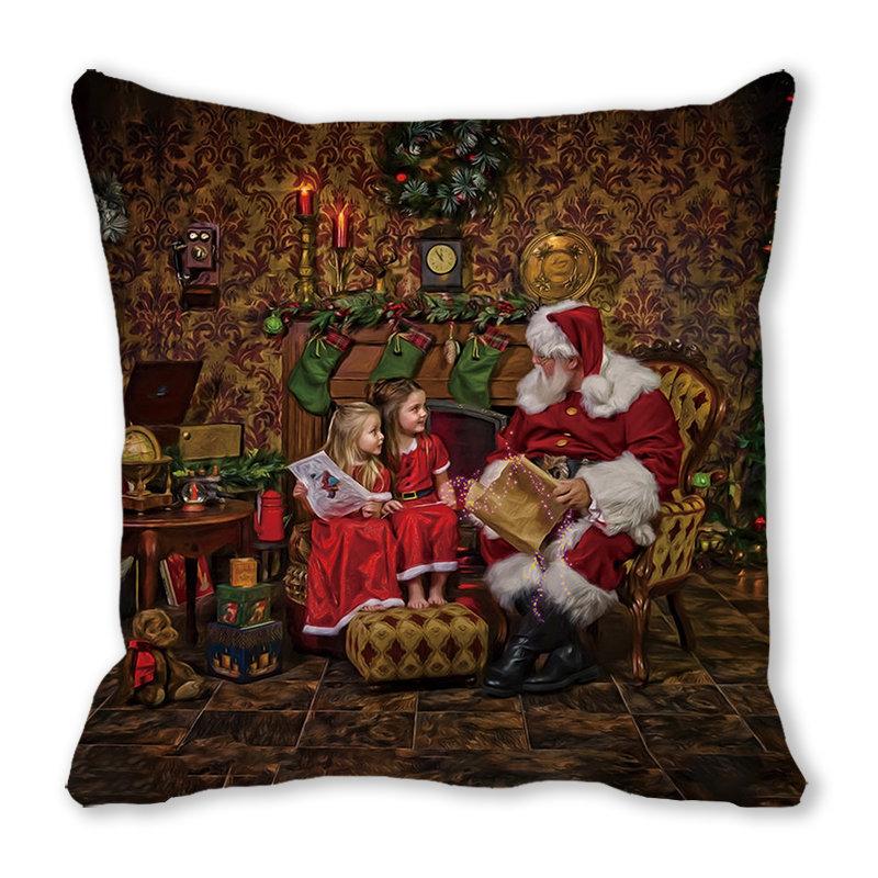 New Year Merry Christmas Santa Claus Print Pattern Cushion Cover for Home Decoration Square Pillow Cover 45x45cm