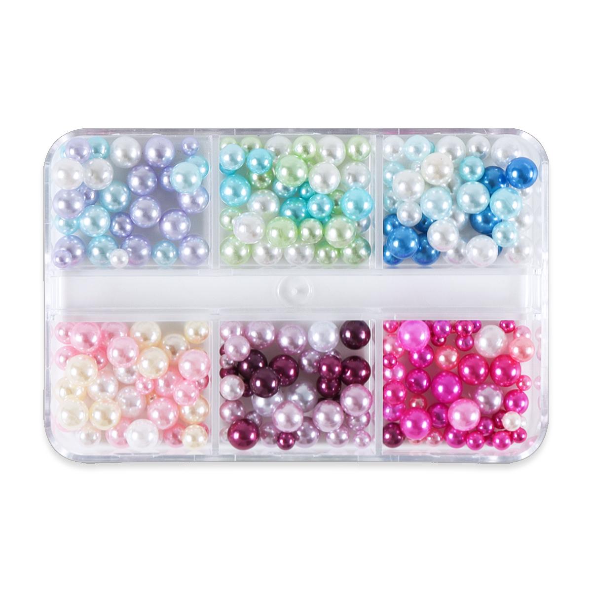 

1 коробка блестящих круглых искусственных жемчужных украшений для ногтей - смешанные размеры (3мм-5мм) для нейл-арта Charms, DIY Crafts украшения
