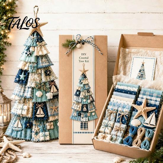 Cadeau d'artisanat de Noël pour adultes Kit d'arbre Patchwork Surdimensionné à faire soi-même, Ensemble d'assemblage en tissu à carreaux Rétro Décoration avec Ornements Suspendus Décoration de Maison de Fête