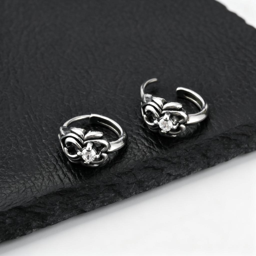 Gothic Huggies Hoop Earrings for Men Women,Anti Allergy Stainless Steel Round Huggies,Punk Jewelry Gift