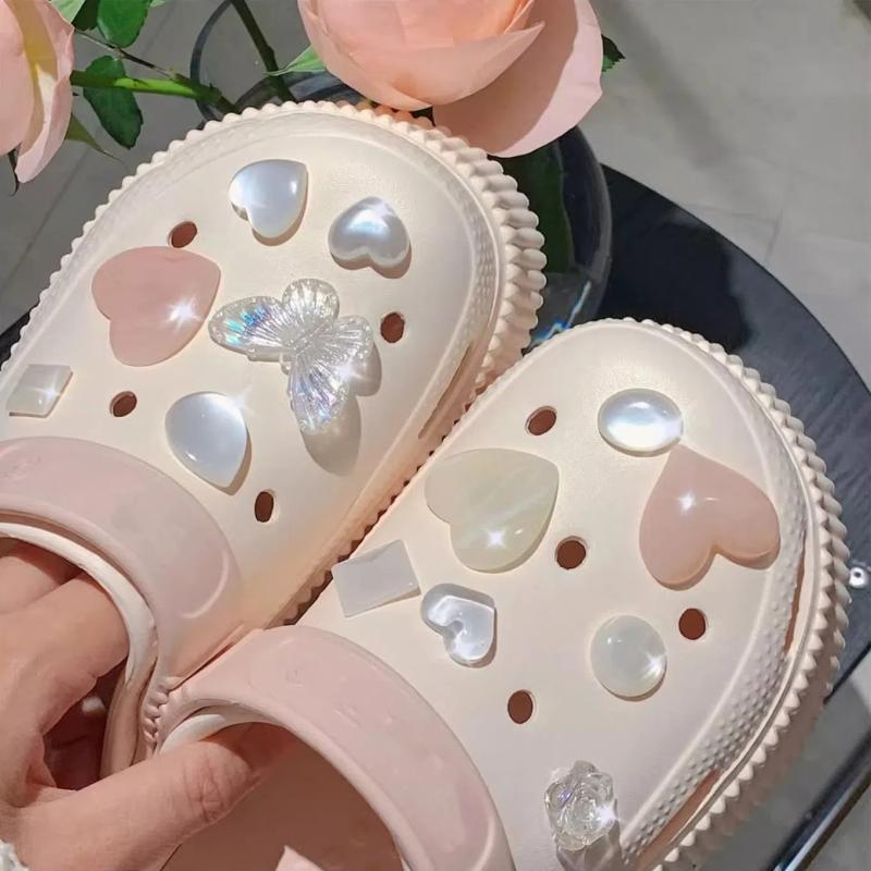 

10 шт. Блестящая ракушка Морское животное Отверстия Шармы для обуви Сандалии Обувь Пряжка Декор Аксессуары для шлепанцев Для девочек Обувь Сделай сам Подарок