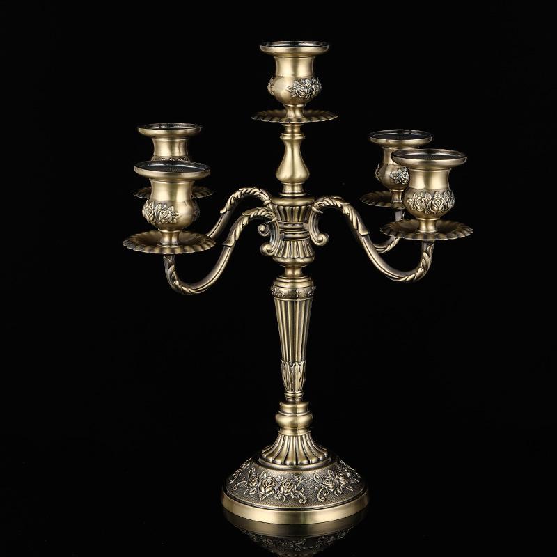 European Style Silver-Plated Metal Candelabra for Weddings and Hotels