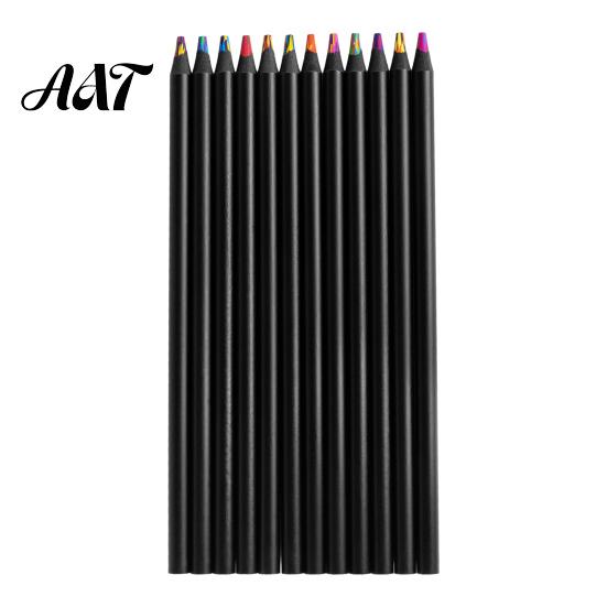 Pencils for Toddlers 12PCS Rainbow Colored Pencils, with Black Wood Barrel And Durable Lead Core, Art Training Sketching Kids Supplies Classroom
