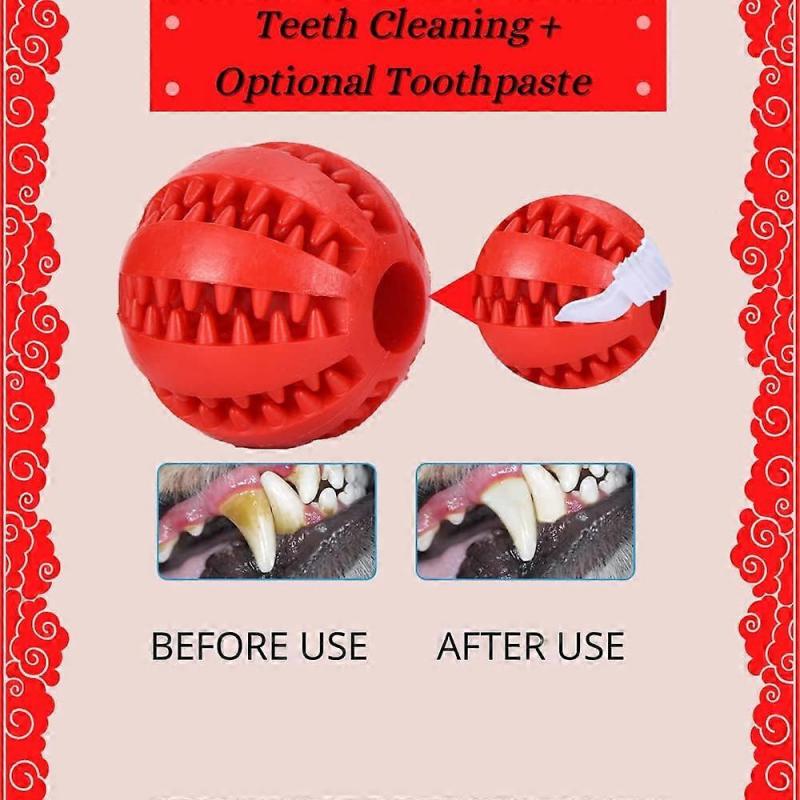 Dog Toy Ball Snack Dispenser Non-toxic Anti-Bite Boring Interactive and Puppy Dog Food Dispenser Teeth Cleaning Dog Toy Dog Training 7CM Red