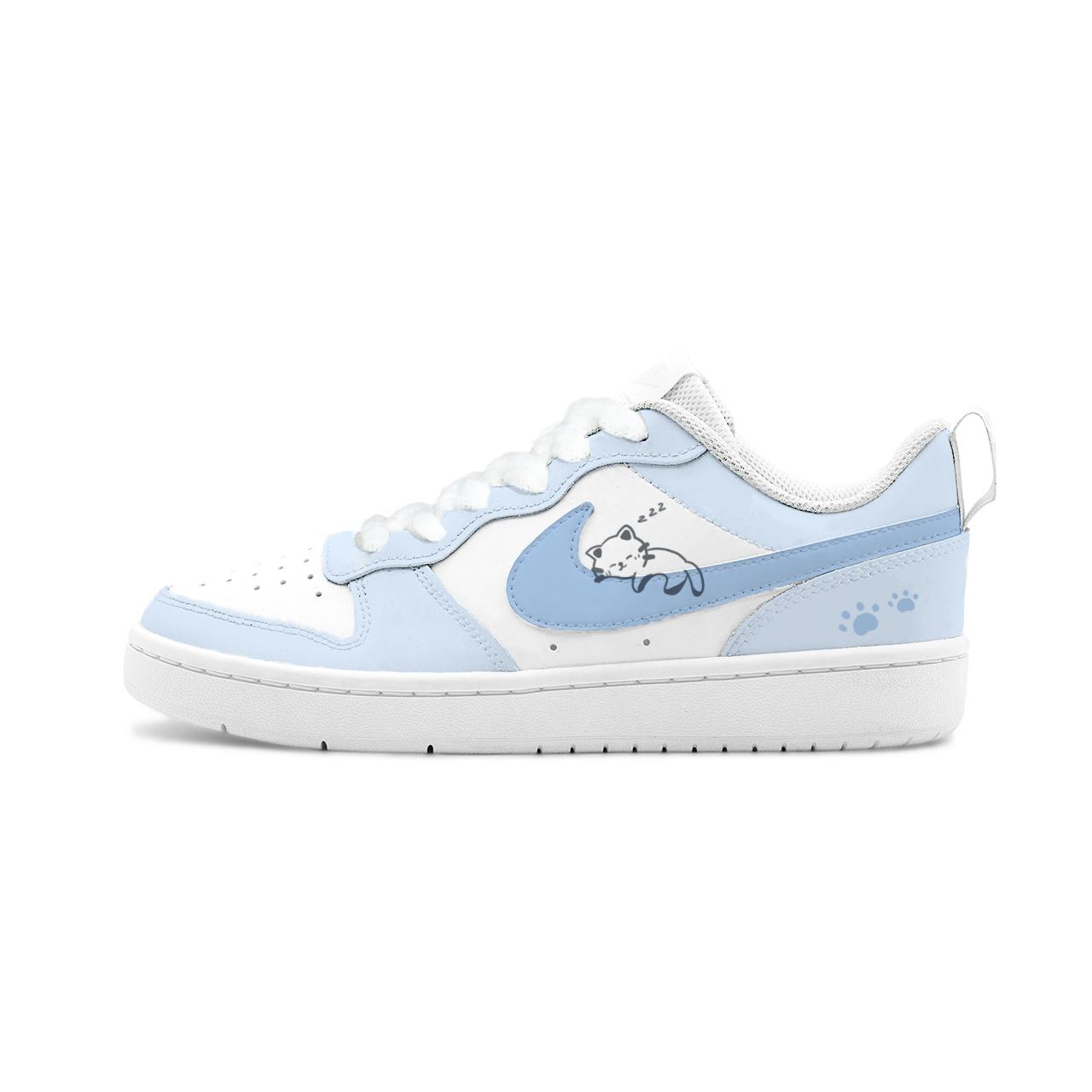 

Nike Court Borough 2 Big Fish Manufacturing, Pappa Meow Leather Moisture Wicking Height Increasing Breathable Low top BQ5448-100(Team1792-) 38.5