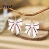 Dangle Earrings 1 Pair Sports Ball Bow Hook 2D Acrylic Rugby Football Basketball Bowknot Tennis Baseball Drop Lovers Gifts Ear Jewelry