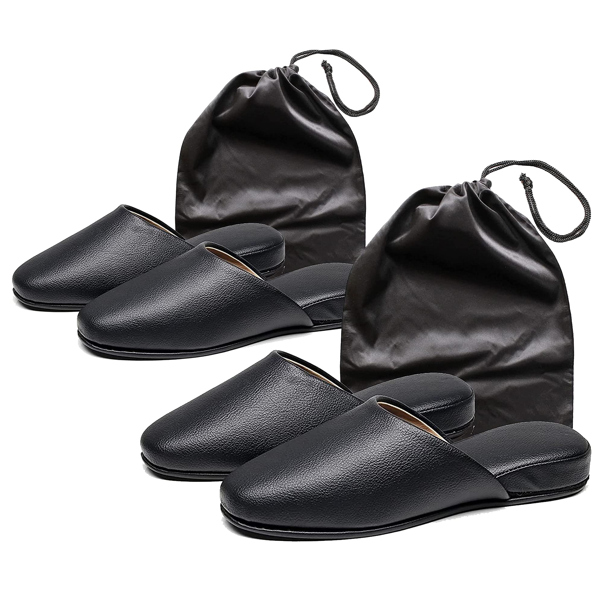 

Размер сумки Портативные Домашние Тапочки Премиум из ПУ кожи для Прихожей и Класса Протираемые Водой и Пятнами [MOON ROOM] [Хранение в комплекте] M&L 2 пары чёрный