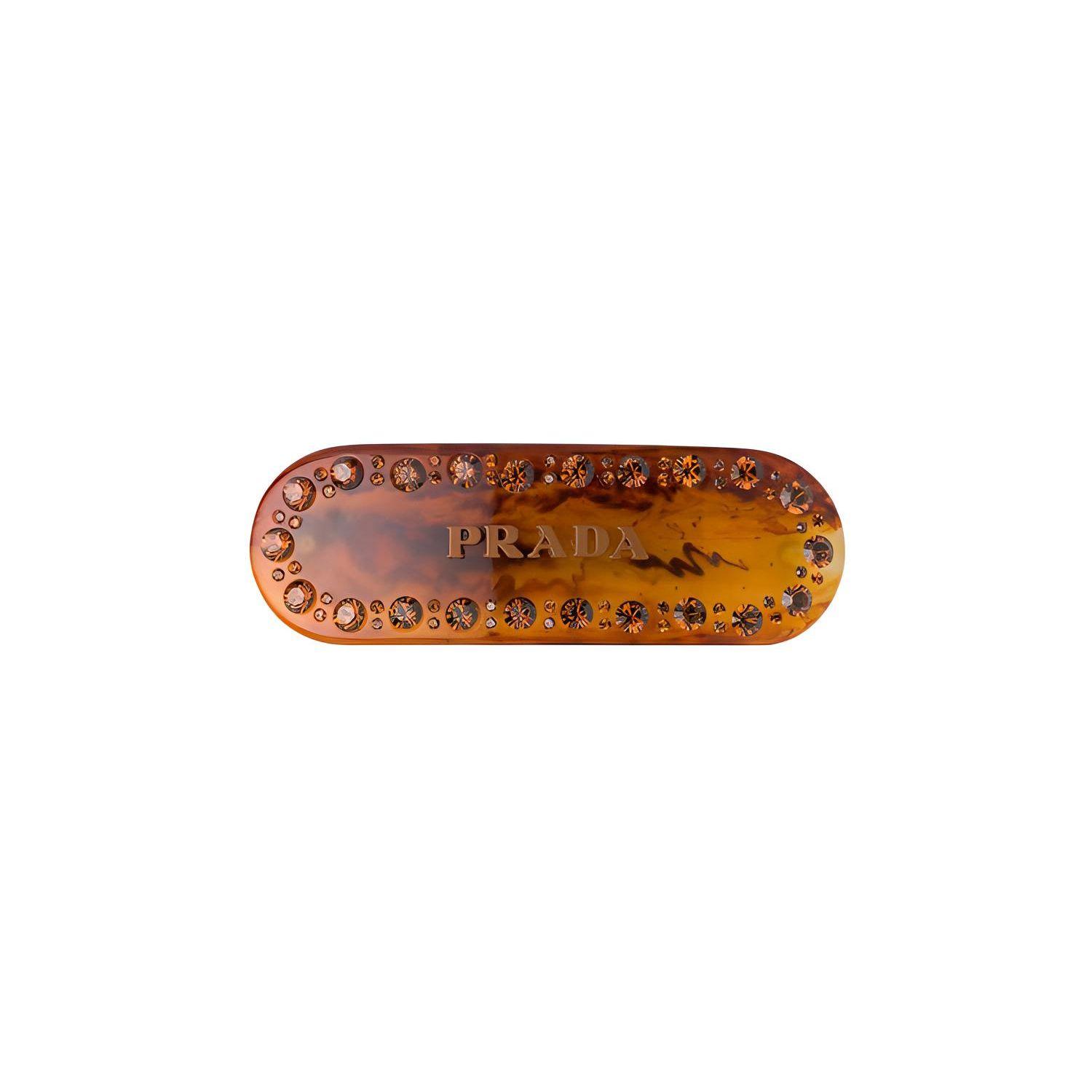 Prada Logo Decorated Hair Accessory Imitation Crystal Hair Clip Women Hair Accessories Tortoiseshell 1IF043-2CD0-F0XSY Rusty Tortoiseshell,F