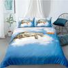 Ocean Duvet Cover Set Queen Double Size Polyester Ocean Animals Fishes Tortoise And Rainbow Color Coral Printed Comforter Cover