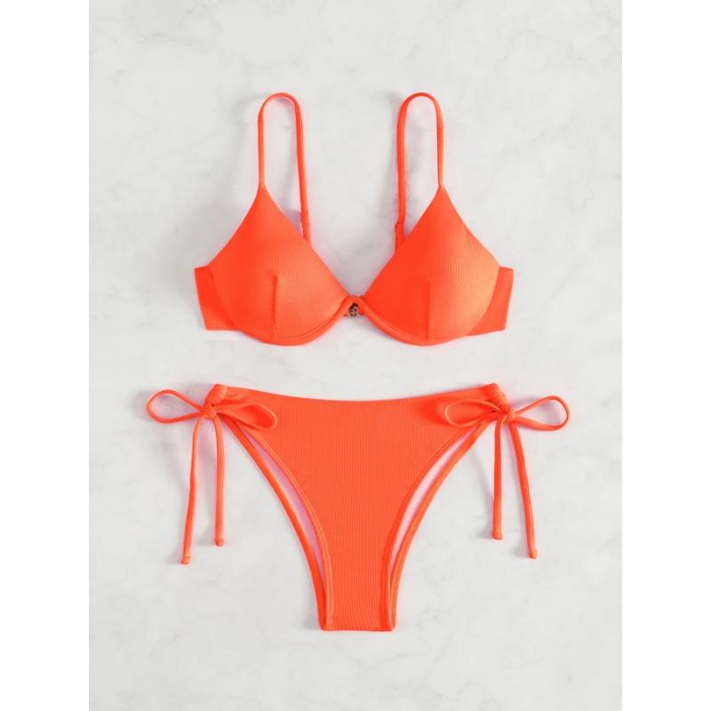 Solid Underwire Sexy Bikini 2025 New Arrival Biquini Padded Push Up Bandage Swimsuit Women Swimwear Summer Beachwear