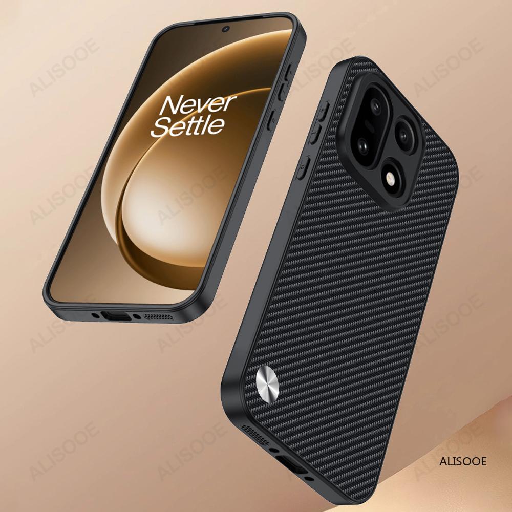 Cover for Oneplus 15 13 13R 13T 12 11 Case Luxury Fiber Texture PU-Leather Full Protection Shockproof Phone Capa Funda