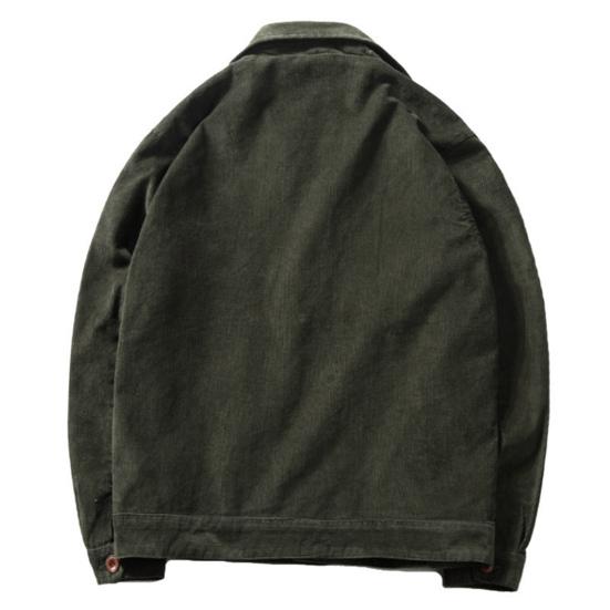 Bomberjakke Ensfarget Arbeidsklærstil Løs Nedbrettskrage Streetwear Vår Høst Menn Kordfløyel Overbekledning Cargo Kåpe for Daglig Bruk