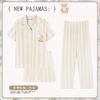 Bear pajamas women's summer short-sleeved shorts and trousers three-piece set women's loungewear can be worn outside
