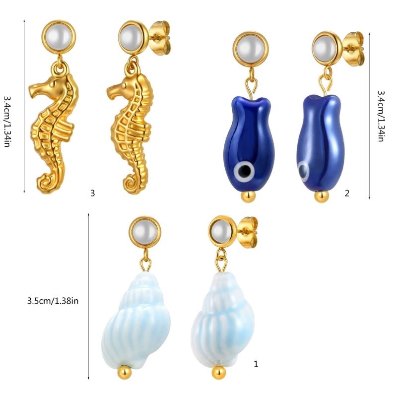 Trendy Drop Earrings For Women Girls Featuring Marine Life Design Dangle Ear Studs Comfort Fit Jewelry Gift