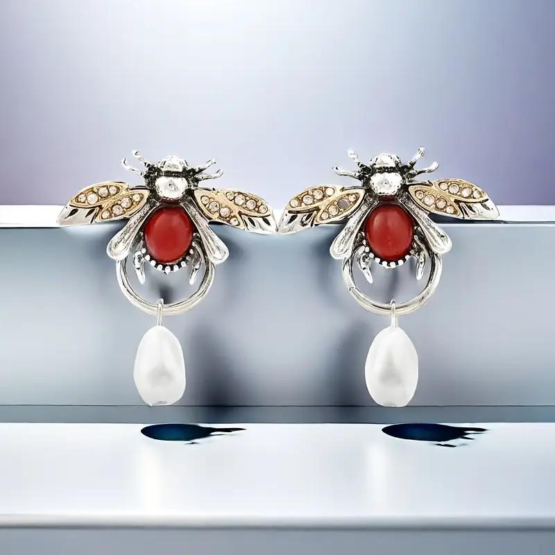 Retro Elegant Hypoallergenic Bee Pendant Earrings For Daily Wear Or Parties Perfect Valentine's Day Gift