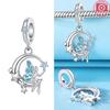 Charms 925 Silver Blue Zircon Moon Moon Luminous Star Beads Pendant Fit Bracelet Woman DIY Jewelry Fine Gifts Making