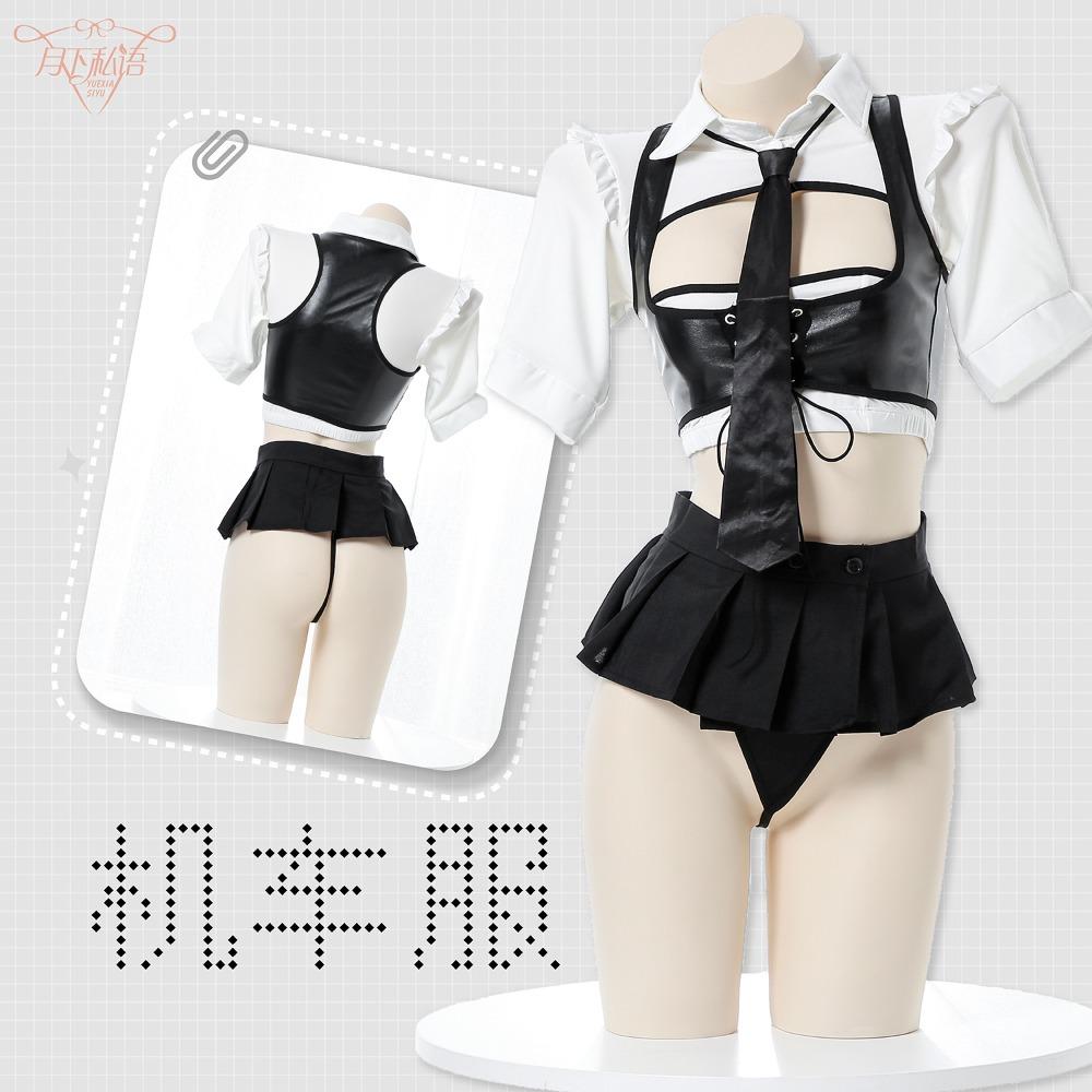 Under The Moon Whispering Sexy Underwear Hollow Female Instructor Uniform Passion Seduction Adult Miniskirt Sex Products Game Outfit