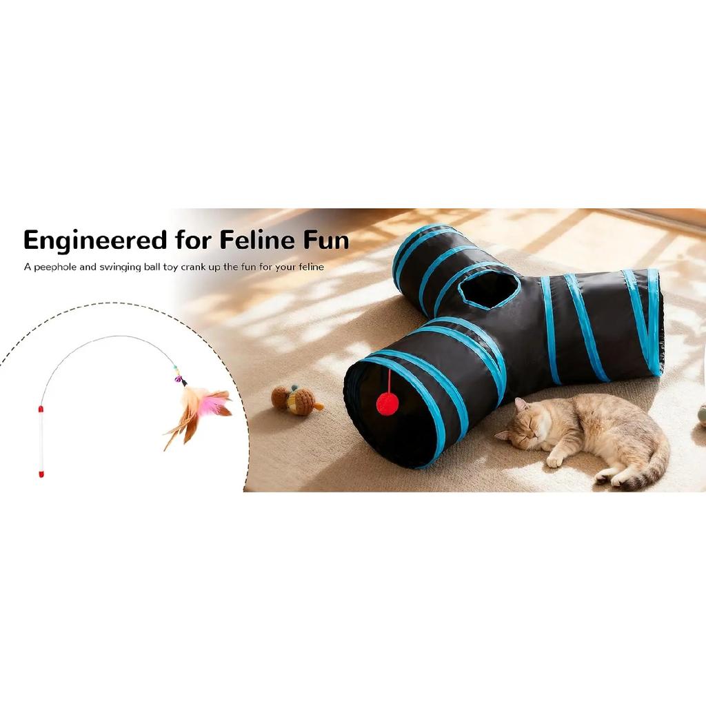 Pet Cat Tunnel Tube Cat Toys 3 Way Collapsible Tunnels for Indoor Cats Kitty Bored Peek Hole Toy Ball  cat accessories