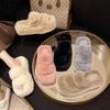 High-end large-size one-word fluffy slippers for women's 2025 autumn and winter new outer wear thick-soled small cotton slippers