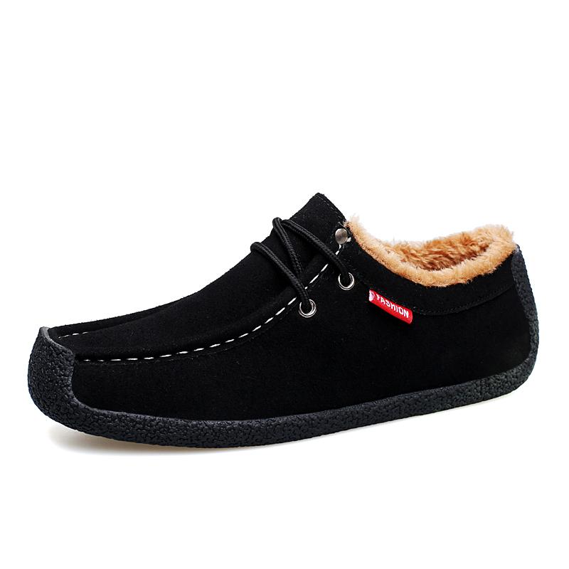 

2025 Slip-On Leather Men Casual Shoes High Quality Comfortable Plush Keep Warm Driving Shoes Zapatos Moccasin Non-slip Loafers 45 чёрный
