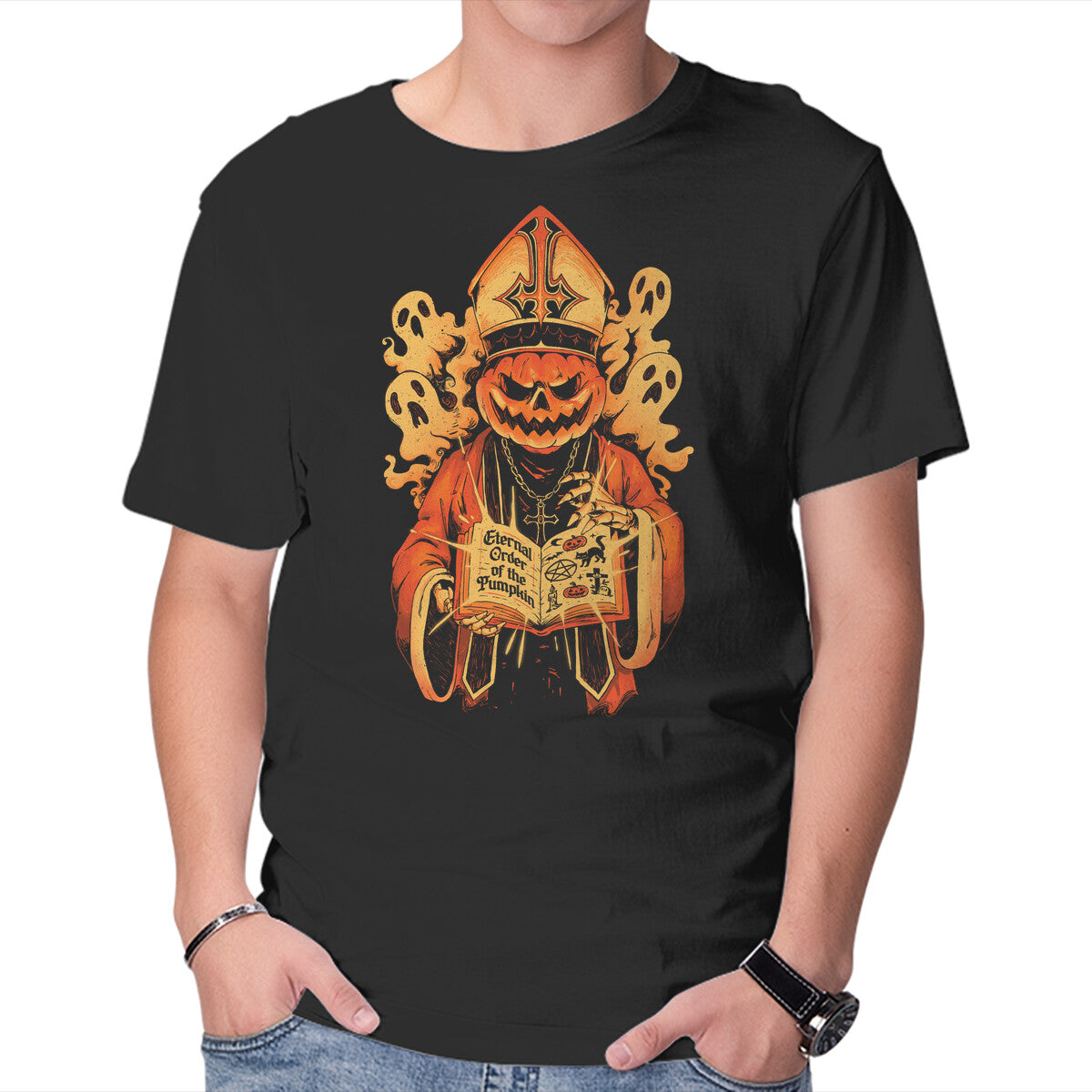 Unisex Crew Neck T-Shirt Eternal Order Of The Pumpkin Graphic Short Sleeve Casual Tee L