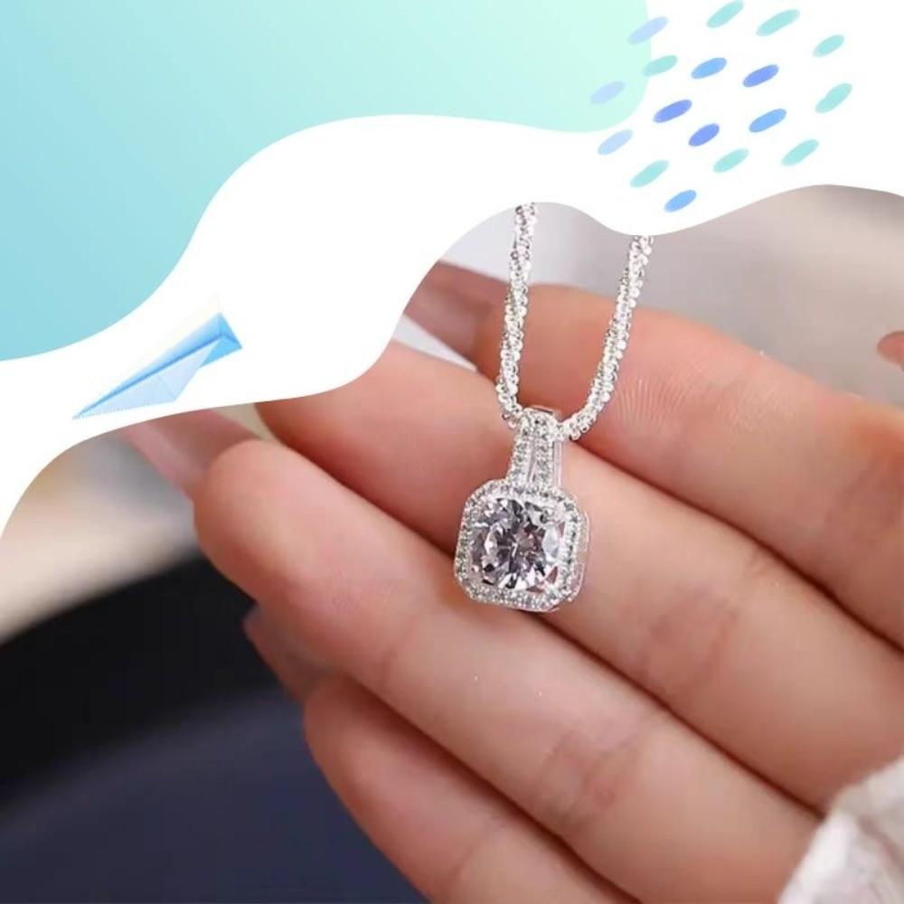 Gift Square Square Necklace Sparkling Elegant Jewelry Moissanite Necklace Women