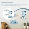 4PCS Mediterranean Wood Fish Wall Hanging Ornaments Wooden Fish Sculpture Decorations Coastal Beach Wall Hangings Ornaments