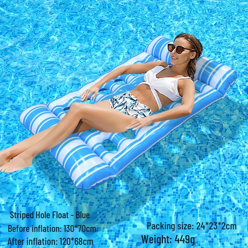 Tumbona Flotante Inflable Plegable Transfronteriza con Respaldo y Malla