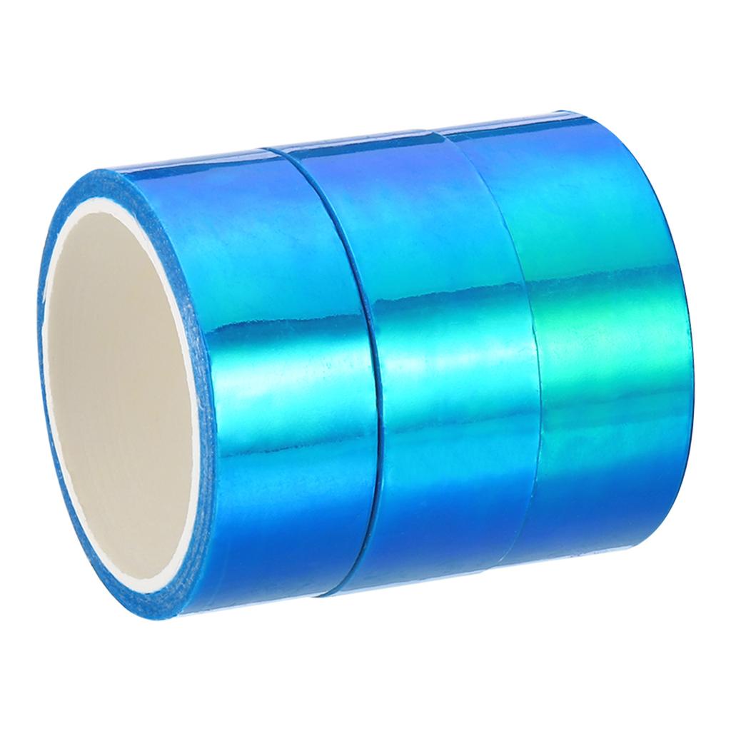 3/12Rolls 15mmx5m Metalized Tape Self Adhesive Holographic Foil Mirror Metallic Masking Sticker Tapes for DIY Art Craft Wrapping