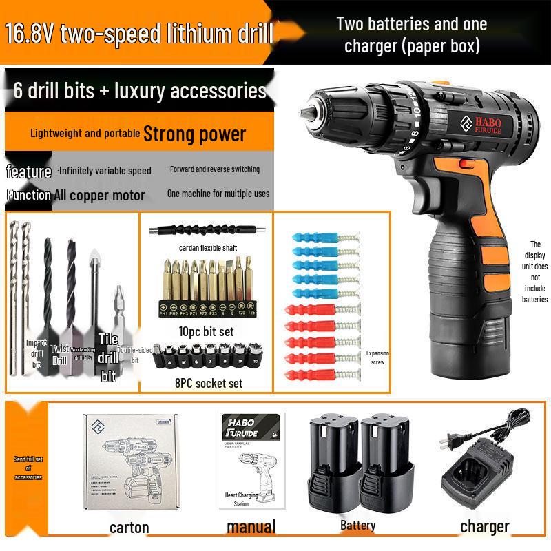 Rechargeable Multifunction Electric Drill & Impact Screwdriver Set