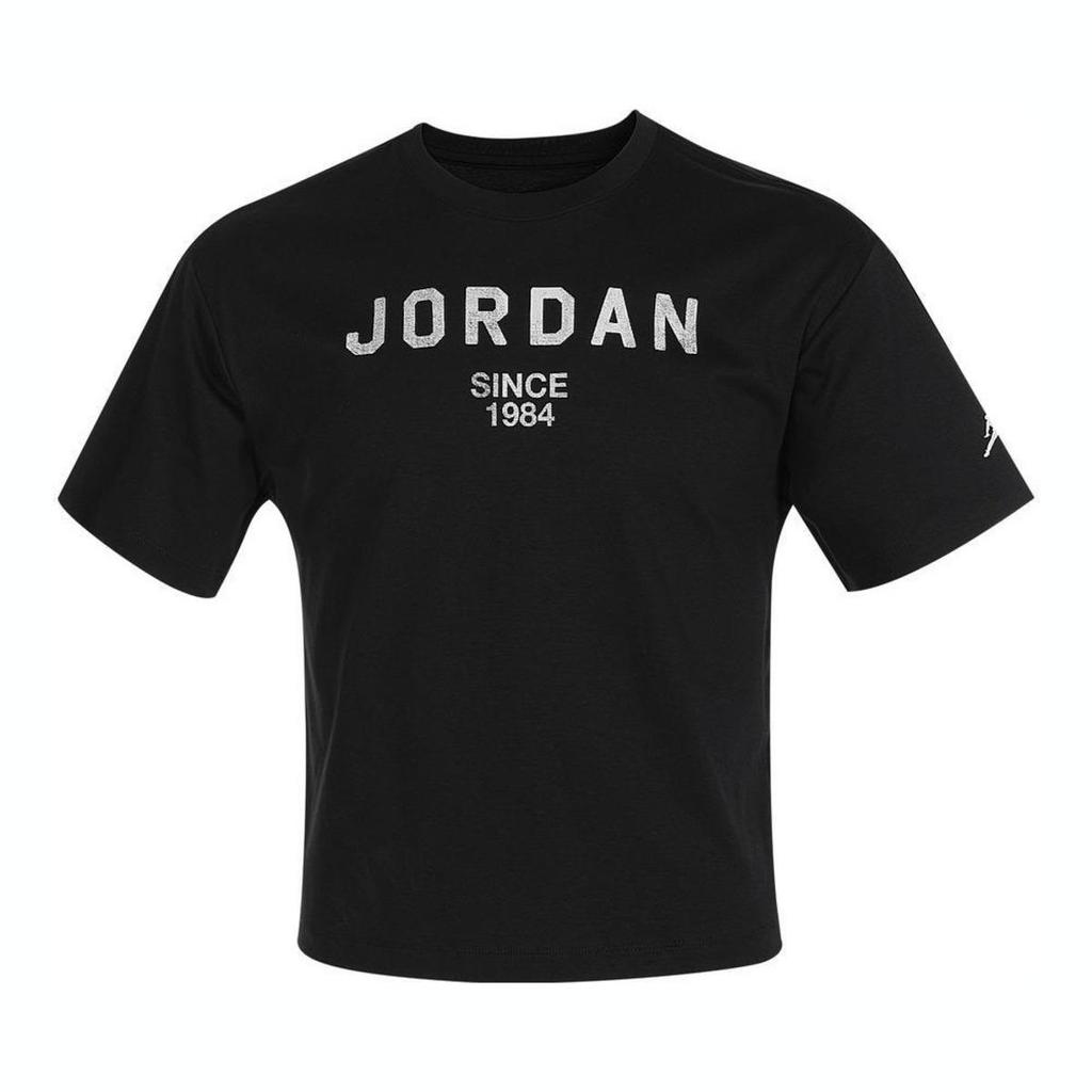 Jordan Logo Letter Round Neck Casual Short Sleeve T-Shirt Kids Tops Black HQ8157-010