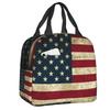 Freedom Patriotic Bald Eagle American Flag Thermal Insulated Lunch Bags USA Flag Portable Lunch Container for School Food Box